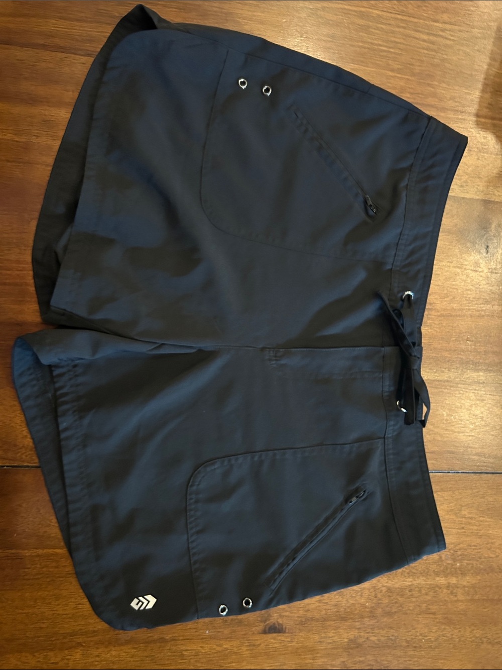 Free Country Women's Black Athletic Swim Shorts with Side Zip Pockets